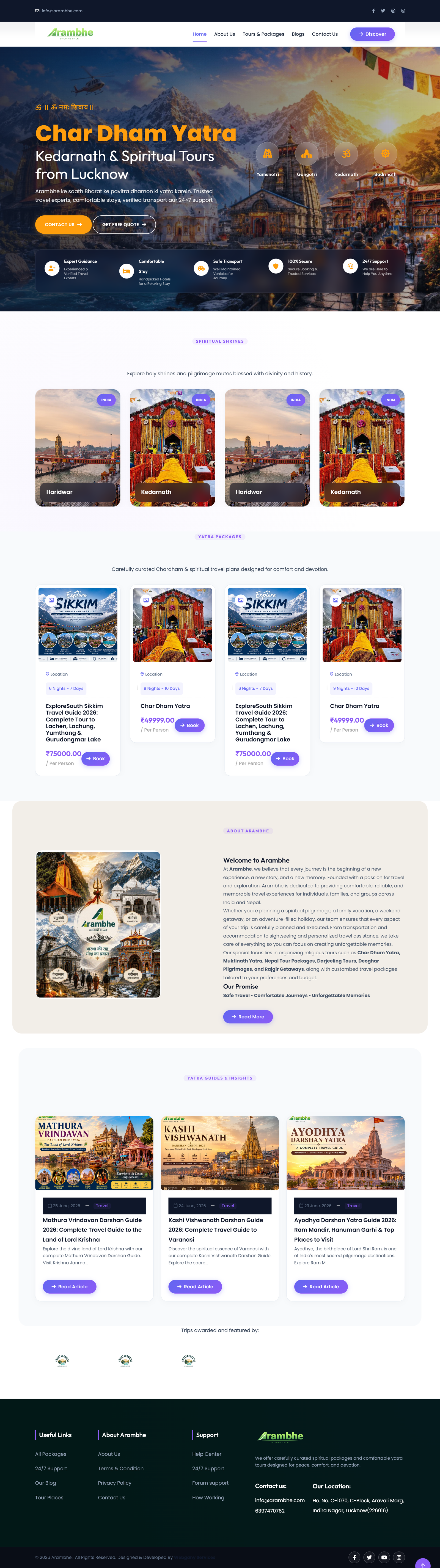 Arambhe Tour & Travels Website Design