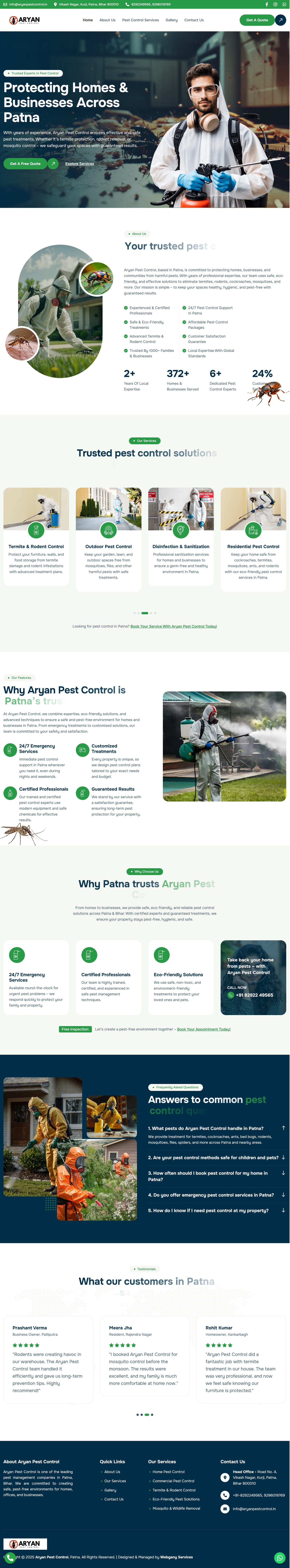 Aryan Pest Control Website Design